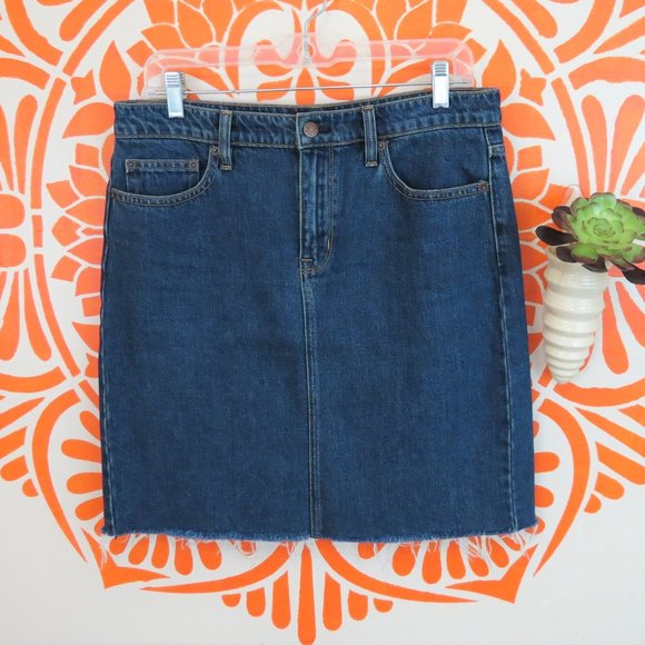 J. Crew Dresses & Skirts - J. Crew Medium Wash Cut Off Denim Skirt 8